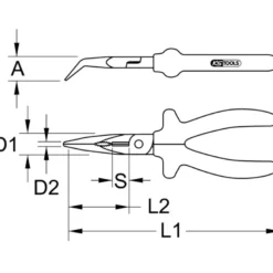Pinces à bec demi rond coudé 45° ERGOTORQUE KS TOOLS