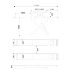 Pont Ciseaux 400V 5.5T Extra Plat à Encastrer + Auxiliaire 4.5T CLAS - PE 6351T