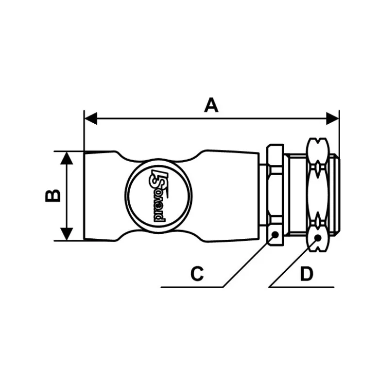 Raccord fileté femelle pour traversée de cloison Européen 7.4 mm Prevost ESI 072103