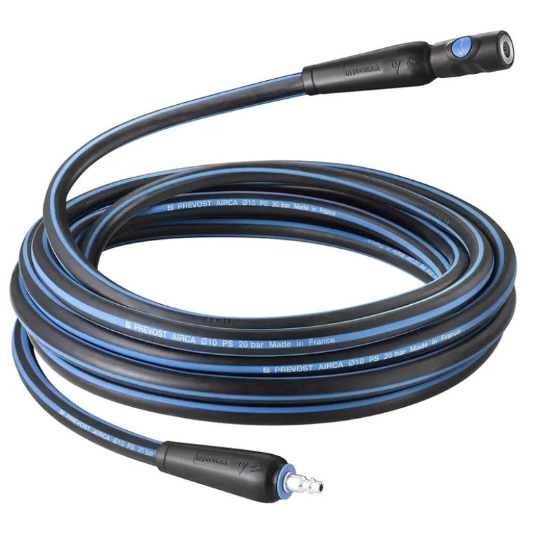 Rallonge de tuyau 10m diamètre int. 8mm AIRCA caoutchouc avec raccord prevoS1 Prevost RAL AISB810