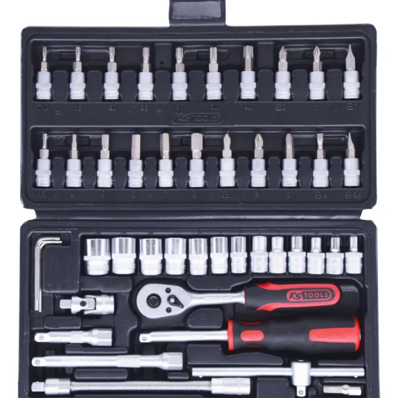 Sac Rollbag + coffret de douilles 1/4'' Chhrome mat 46pcs KS TOOLS - 850.0334F-A1