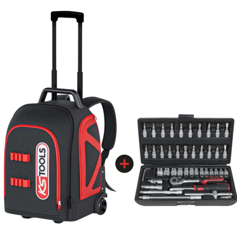 Sac Rollbag + coffret de douilles 1/4'' Chhrome mat 46pcs KS TOOLS - 850.0334F-A1