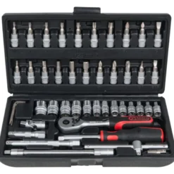 Sac Rollbag + coffret de douilles 1/4'' Chhrome mat 46pcs KS TOOLS - 850.0334F-A1