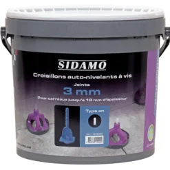 Seau de 1000 Croisillons Auto-Nivelants en I à Vis Joint 3mm SIDAMO - 11255922