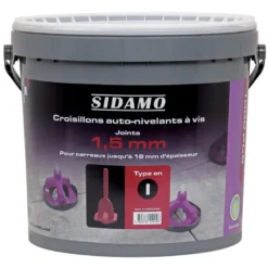 Seau de 1000 Croisillons Auto-Nivelants en I à Vis Joint 1,5 mm SIDAMO - 11255924