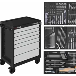 Servante d'atelier noire LT700 LINE, 7 tiroirs, 155 pièces - KRAFTWERK 102.107.205