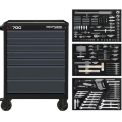 Servante d'atelier noire LT700 LINE, 7 tiroirs, 259 pièces KRAFTWERK - 102.107.216