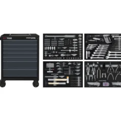 Servante d'atelier noire 7 tiroirs BT700 avec 337 outils KRAFTWERK - 102.117.109