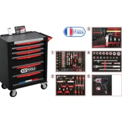Servante d'atelier 6 tiroirs fabriquée en France, 264 outils KS TOOLS - 824.6134F