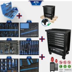 Servante d'atelier 7 tiroirs équipée de 473 outils BRILLIANT TOOLS - BT153473