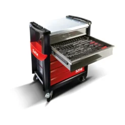 Servante 30n - 6 tir. rouge - plateau acier galva - 302 out. SAM - CPP-302MM