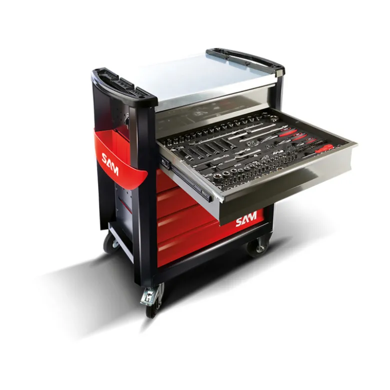 Servante 30n - 6 tir. rouge - plateau acier galva - 302 out. SAM - CPP-302MM