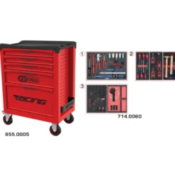 Servante RACING 5 tiroirs équipée de 60 outils - spéciale Roue KS Tools 855.5060