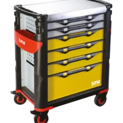 Servante 41 - 6 Tiroirs - Jaune Et Grise - Plateau Inox Sam Outillage - 416Hren