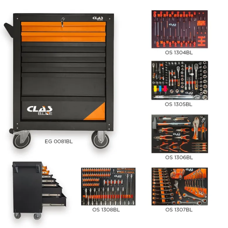 Servante 7 tiroirs + 274 outils CLAS - EG 1310BL