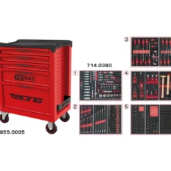 Servante 5 Tiroirs RACING EDITION + Composition 384 outils KS TOOLS 855.5380