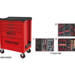 Servante 5 Tiroirs RACING EDITION + Composition 158 outils KS TOOLS 855.5158