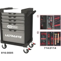 Servante 5 Tiroirs ULTIMATE + Composition 114 outils KS TOOLS