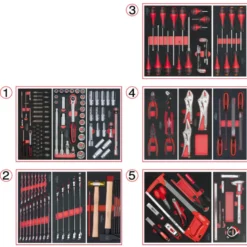 Servante 5 Tiroirs ULTIMATE + Composition 187 outils KS TOOLS