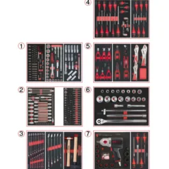 Servante ULTIMATE rouge 7 tiroirs équipée de 337 outils KS TOOLS 809.7337