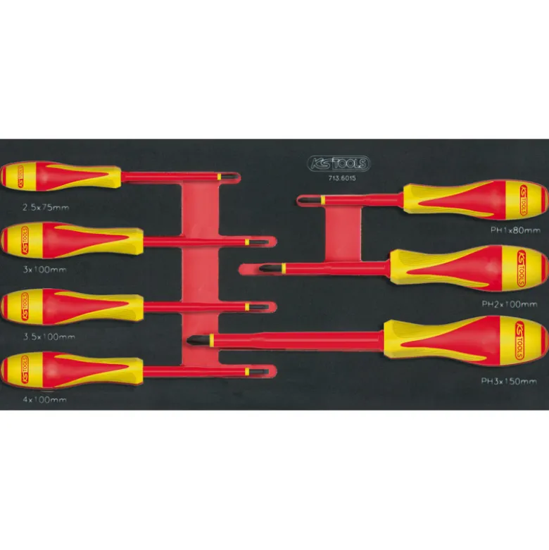 Servante Ultimate 7 tiroirs orange équipée de 45 outils isolés KS Tools - 819.7045