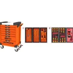 Servante Ultimate 7 tiroirs orange équipée de 45 outils isolés KS Tools - 819.7045