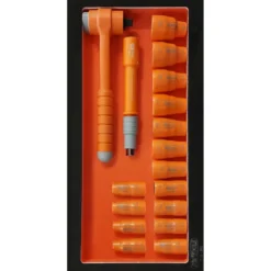 Servante Ultimate 7 tiroirs orange équipée de 45 outils isolés KS Tools - 819.7045