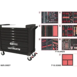 Servante ULTIMATE XL 7 tiroirs équipée de 428 outils KS Tools 825.7427