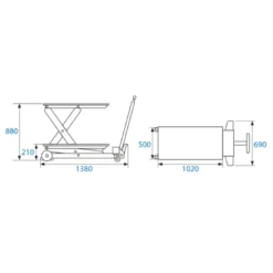 Table Élévatrice Manuelle 1500Kgs Simple Ciseaux King Tony - 9TYC1101500