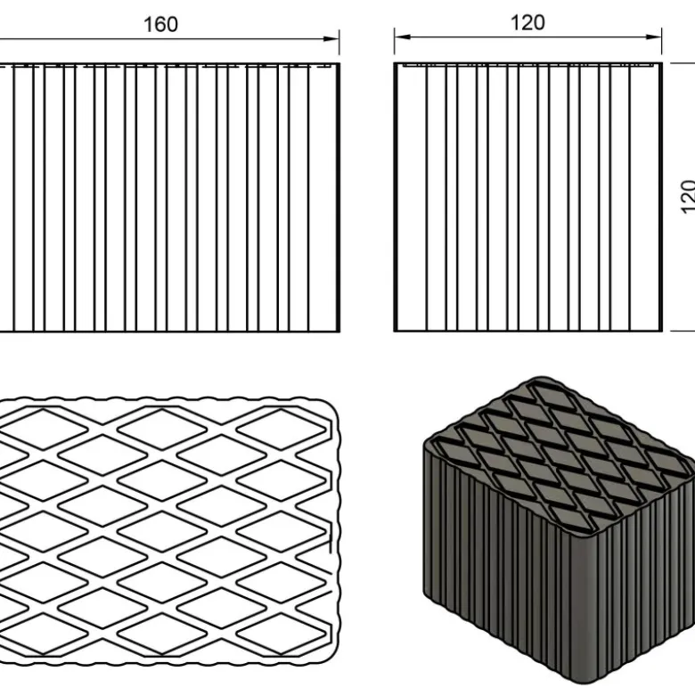 Tampon caoutchouc rectangulaire 160x120x115mm CLAS EG 1143