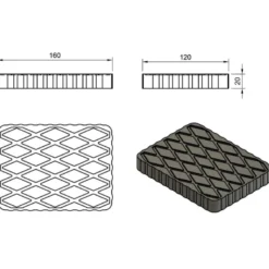 Tampon caoutchouc rectangulaire 160x120x20mm CLAS EG 1138