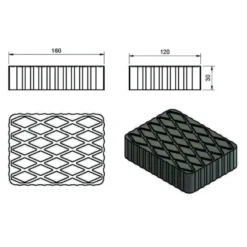 Tampon caoutchouc rectangulaire 160x120x30mm CLAS EG 1137