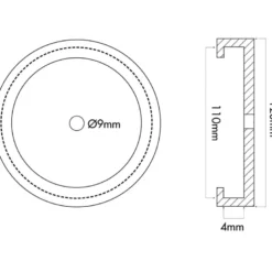 Tampon caoutchouc rond avec renfort rondelle metallique ø120x4mm CLAS EG 1150