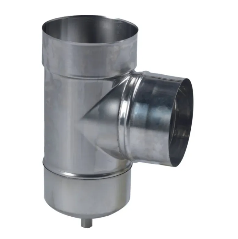 Té avec purge double paroi inox/inox pour gaz intérieur ou extérieur Ø153 à 300mm - SOVELOR