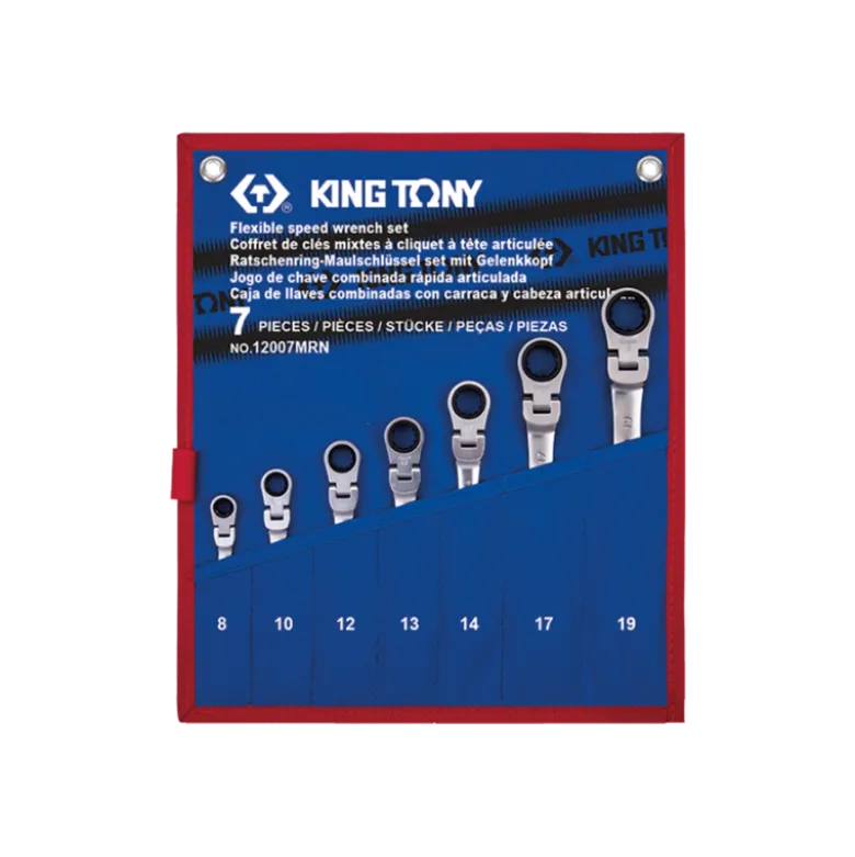 Trousse De 7 Clés Mixtes À Cliquet À Tête Articulée 8 À 19Mm King Tony - 12007MRN