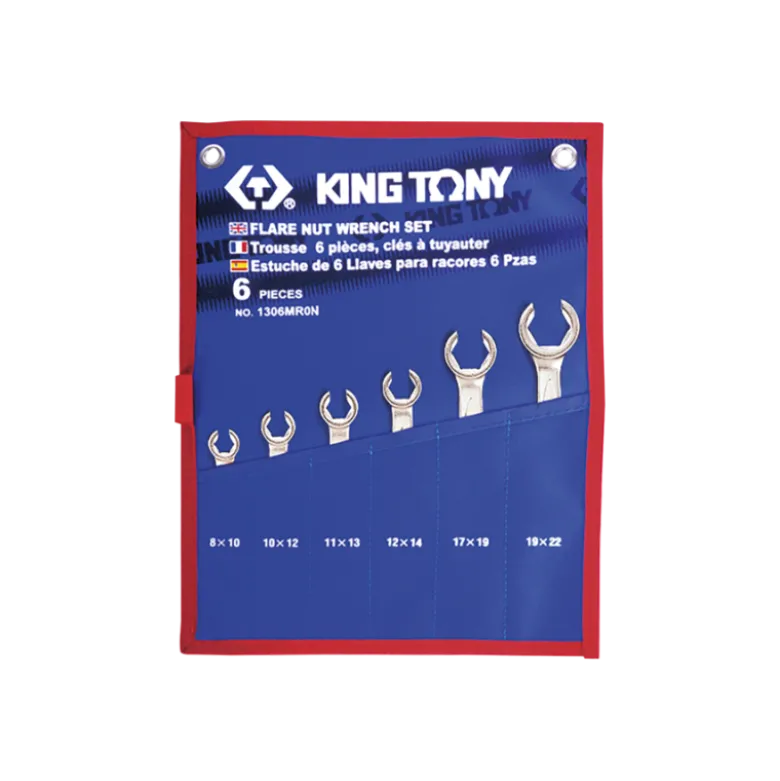 Trousse 6 Pièces, Clés À Tuyauter 8X10-10X12-11X13-12X14-17X19-19X22 King Tony - 1306MRN