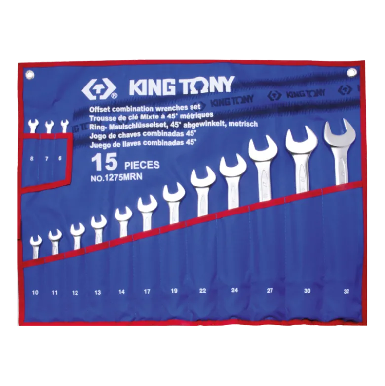 Trousse Tissus De Clés Mixte À 75° 15 Pièces King Tony - 1275MRN