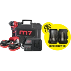 Visseuse à percussion 1/4" en Coffret + 2 Batteries 18V 5Ah + Chargeur + Coffret de forets - 10 pcs Offert M7 - DS202AP