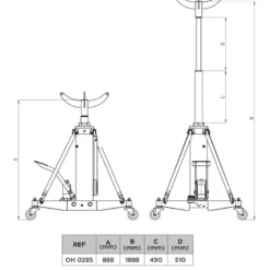 Vérin de fosse hydraulique 1 Tonne CLAS - OH 0285